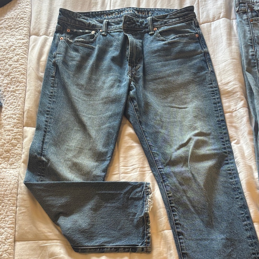 AE Easyflex Medium Bight Indigo Slim-Straight Jeans